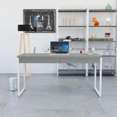 Mesa para Escritório 150cm 2 Gavetas Kuadra Snow/Est.Branca