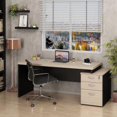 Mesa de Escritório Pedestal 3 Gavetas 190x70cm Carvalho