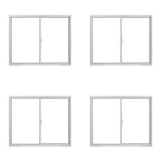 Kit com 4 Janela de Alumínio de Correr 100x120cm Vidro Liso Linha Soft MGM Branco