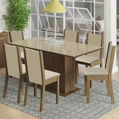 Conjunto Sala de Jantar Madesa Moscou Plus Mesa Tampo de Vidro com 6 C
