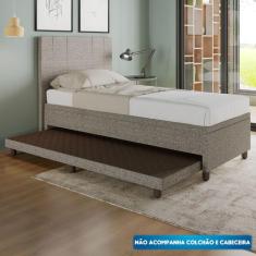 Base Box Solteiro com Cama Auxiliar com colchão conjugado Linho - SkyB
