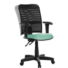 Cadeira Escritorio Tela Com Back E Braço Viena Turquesa - Goldflex