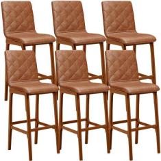 Kit 06 Banquetas Altas Para Cozinha Sala de Jantar Fixa Zoe B04 Sintét