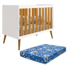 Berço Americano Isis Branco Savana Com Colchão Baby Physical - Reller Móveis Branco Savana