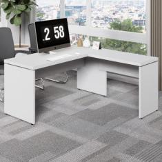 Escrivaninha L Escritório 1,50m x 1,50m Pés Painel F5 Office - F5 Offi