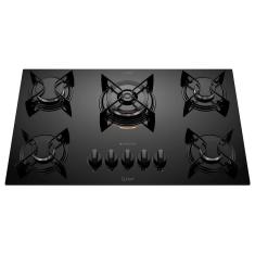 Cooktop a Gás Atlas U Top 5 Bocas Tripla Chama Mesa de Vidro Preto Bivolt