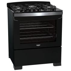 Fogão Dako 5 Bocas Diplomata com Mesa de Vidro, Acendimento Automático e Queimador Tripla Chama Bivolt – Preto 