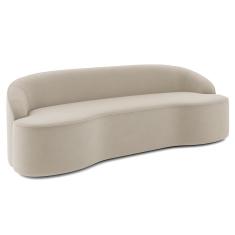 Sofá 3 Lugares Para Sala De Estar Living 180cm Theo D06 Veludo Creme - Mpozenato