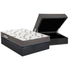 Conjunto Box Baú Casal: Colchão Molas Ortobom D33 Light Saúde + Base C