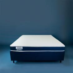 Cama Box Viúva com Colchão Guldi Duplo Plus D28 Branca e Azul
