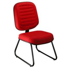 Cadeira Diretor Sem Braços Linha Blenda Base Trapézio Vermelho - Desig
