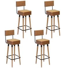 Kit 4 Banquetas para Bancada Estofada Bariloche