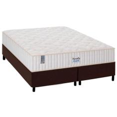 Cama Box King: Colchão Molas Plumatex MasterPocket Ensacadas Miami + Base CRC Courano Marrom(193x203)