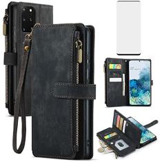 Asuwish Capa de telefone para Samsung Galaxy S20 Plus Glaxay S20+ 5G capa carteira e protetor de tela de vidro temperado flip porta-cartões acessórios para celular Gaxaly S20+5G S20plus 20S + S 20 20+