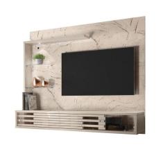 Painel Para TV até 50" Bancada Suspensa com Luminária de LED Frizz Select 2 Portas Calacata Off White - Madetec Móveis