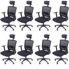 Kit 8 Cadeiras para Escritorio Presidente Nr17 Office 3317 Preto