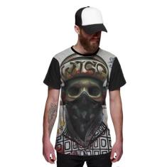 Camiseta Caveira Rapper Skull Color Bandana - Di Nuevo, P, Preto