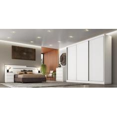 Guarda Roupa Casal 3 Portas 8 Gavetas - Sollo-Branco - Móveis Novo Hor