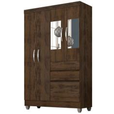 Guarda Roupa Lia 4 Portas C/ Espelho Capuccino - Moveis Arapongas - A 