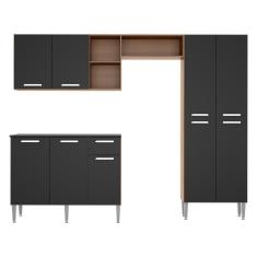Cozinha Compacta Multimóveis Pequim Up Fg2999 Com Armário E Balcão Madeirada/preta