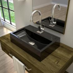 Kit Cuba Q45 com Torneira Luxo 1195 Metal e Válvula Click 1 Pol. Sifão Cromado e Flexível Compace Preto