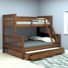 Beliche Casal/Solteiro + Cama Auxiliar De Casal Com Gavetas Castanho