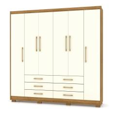 Guarda Roupa Casal 6 Portas e 6 Gavetas Toronto Nature/Champanhe - Pallazio