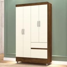Guarda-Roupa Solteiro San Diego 4 Portas 2 Gavetas Imbuia/Champanhe - 