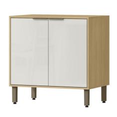 Balcão de Cozinha 80 Cm Glória 2 Portas Castanho/Off White - Mx Móveis