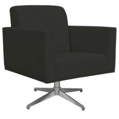 Poltrona Decorativa com Base Giratória Para Sala de Estar Helô Suede P