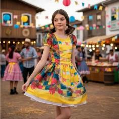 Vestido Infantil de Festa Junina São João Fantasia Meninas - Global Fa