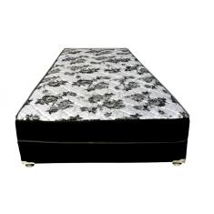 Cama Box Solteiro Suede Preto + Colchão Solteiro Suede Preto Orto Molas Bonnel 88x188x55