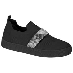 Tênis Feminino Slip On Preto Strass Beira Rio 4280.133