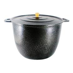 Caldeirão Alça Alumínio Craqueado com Tampa 16,7 Litros Preto 34cm - D