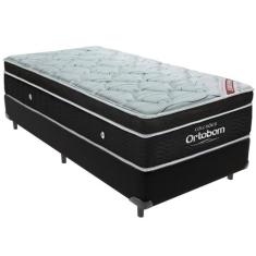 Cama Box e Colchão Elegant Molas Ensacadas Solteiro Ortobom,  Preto