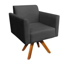 Poltrona Marisa Suede Base Madeira Preto