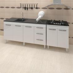 Balcao Pia 150cm E Cooktop 4 Bocas Branco Mobbs Branco - MÓBLIS MÓVEIS