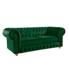 Namoradeira Chesterfield Bourbon 3 Lugares Via Encanto Veludo Verde