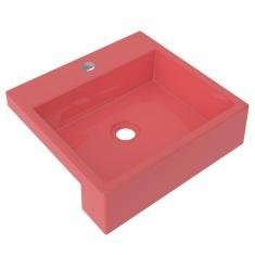 Cuba Pia Semi Encaixe para Banheiro Quadrada Kuad 395 C08 Rosa - Mpozenato