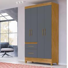 Guarda Roupa Roupeiro Solteiro Madri Freijó Cinza Moval