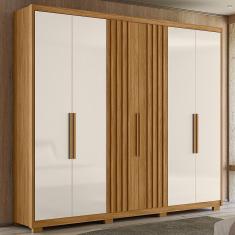 Guarda Roupa Roupeiro 06 Portas 04 Gavetas Araguaia Freijó Ripado Off White Flex Moval