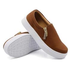 Tênis Dk Uze Shoes Slip On Com Zíper Lateral Sola Leve Feminino-Feminino