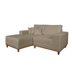 Sofá 3 Lugares Mônaco com Chaise Esquerdo Linho Bege