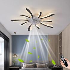 Ventilador de teto LED com iluminação Moderno Ventilador de pétalas regulável Luz de teto Mudo Lâmpada de teto com controle remoto Ventiladores de teto Sala de estar Quarto Sala de jantar Ve