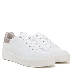 Naturalizer Tênis feminino Morrison 2.0 com cadarço, Camurça cinza de couro branco, 38