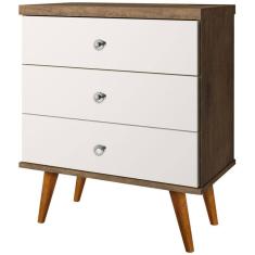 Mesa de Cabeceira 03 Gavetas Status J&A Móveis – Jequitibá/OFF White