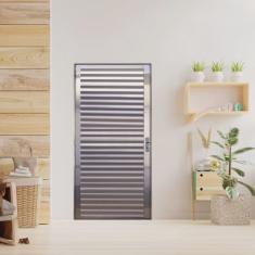 Porta Palheta de Alumínio 210 X 90cm Linha 25 Lado Esquerdo Esquadrias Bergamo