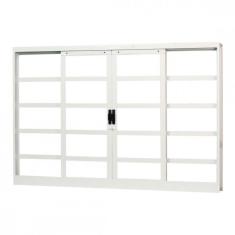 Janela de Correr Aço 4 Folhas Mgm Minas Sul 100cmx150cm Vidro Mini Boreal Branco