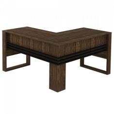 Mesa Angular para Escritório Charme Espresso Móveis Nogal/preto