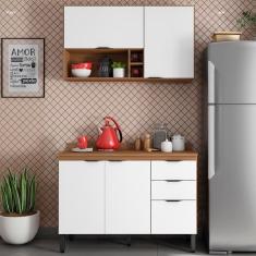 Armario Aereo E Balcao Com Tampo 120Cm Amendola Branco